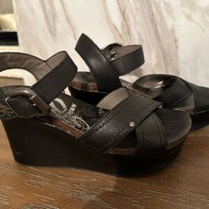 Black Wedge Sandals